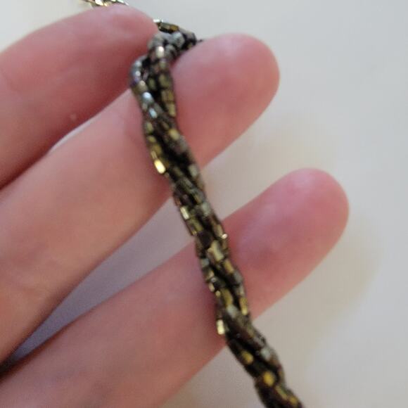 Vintage Black Gold Beaded Twist Necklace 26 Inch Long Sparkle Statement Jewelry - Picture 5 of 10